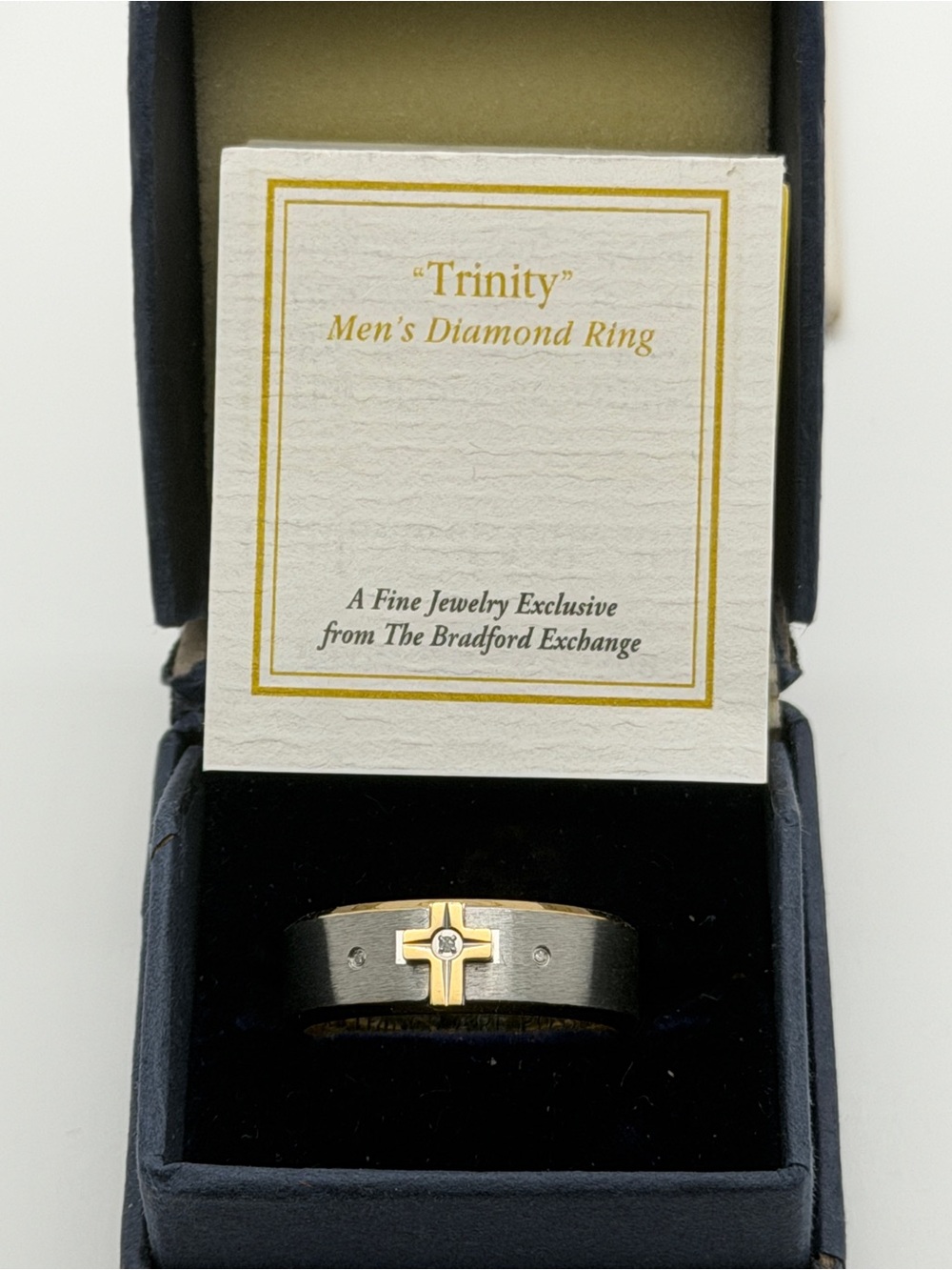 Bradford Exchange "Trinity" Men's Diamond Ring With Etched Inscription Size 12